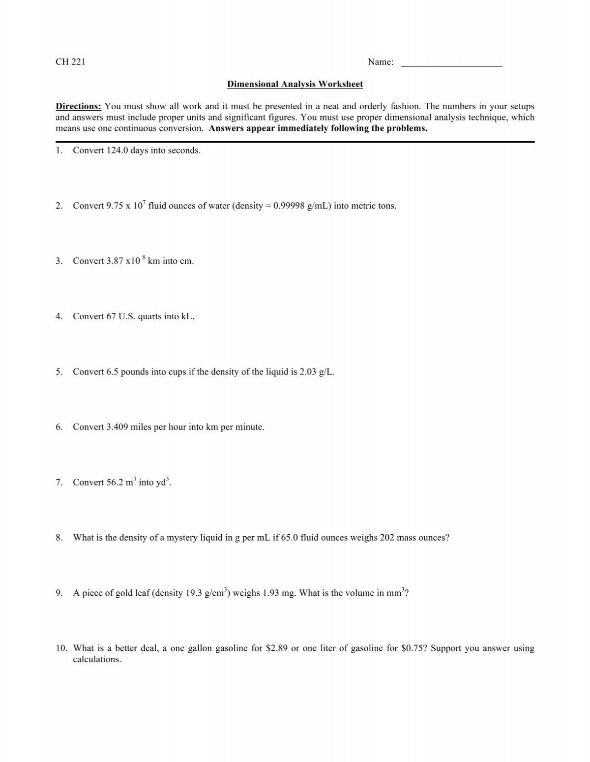 Student hand filling out a math worksheet with unit conversion steps