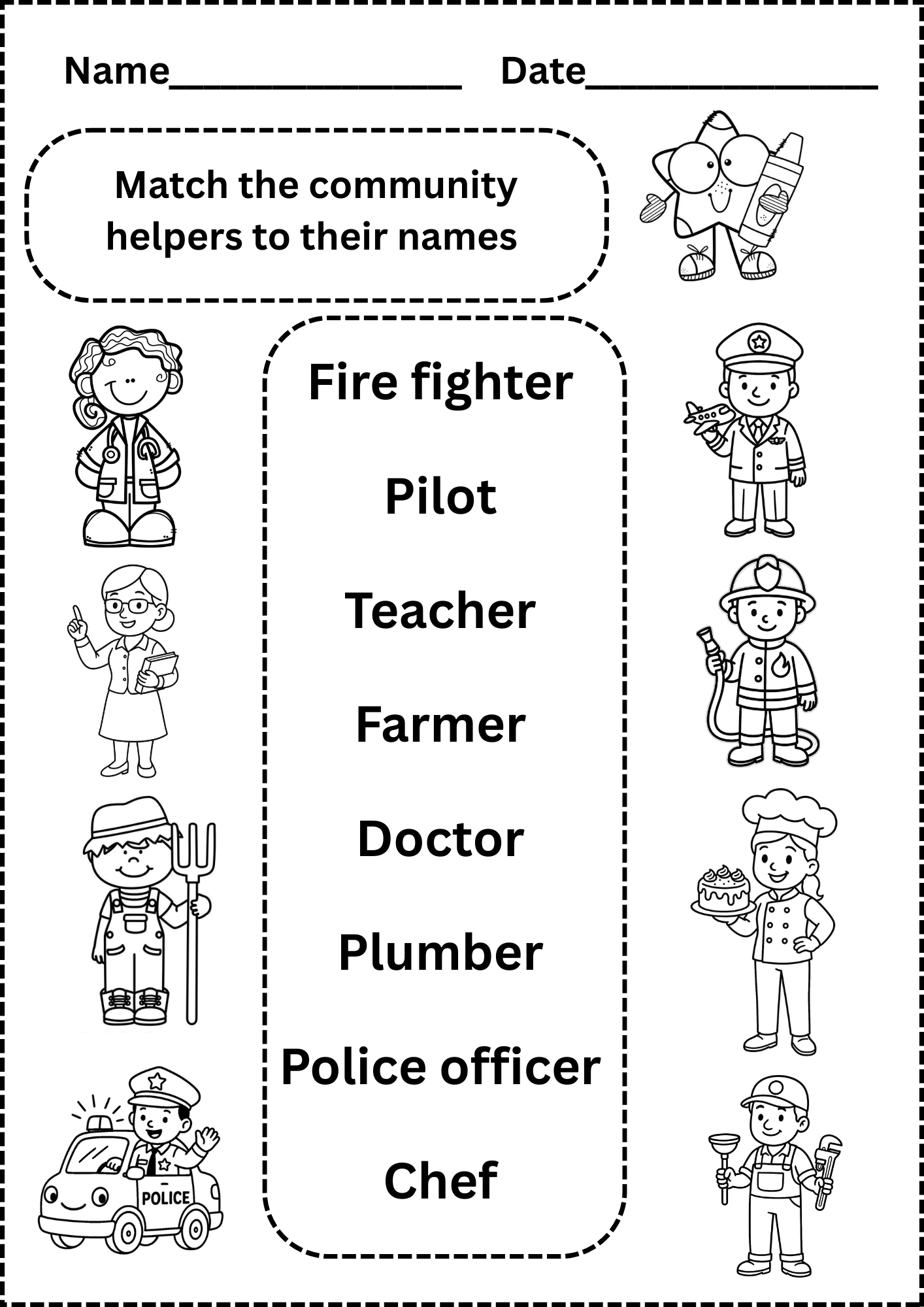 A young student holding a pencil and tracing letters on a worksheet