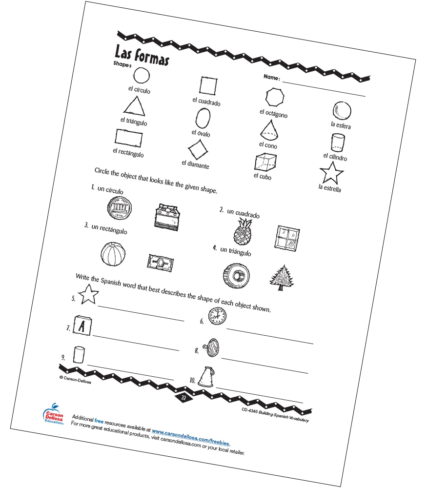 A child focused on writing Spanish vocabulary words on a worksheet