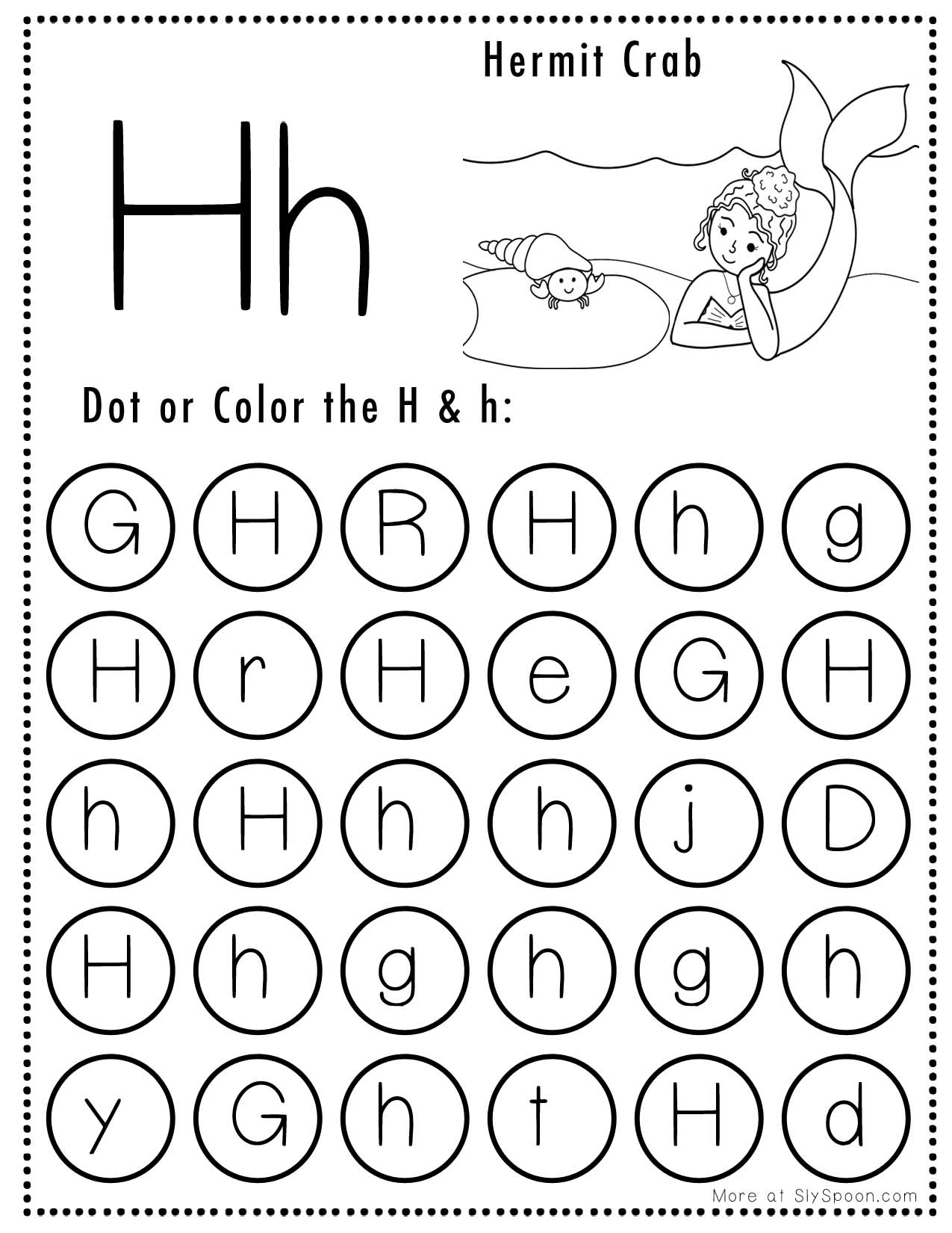 A young child pointing at a worksheet filled with illustrations of colorful hats