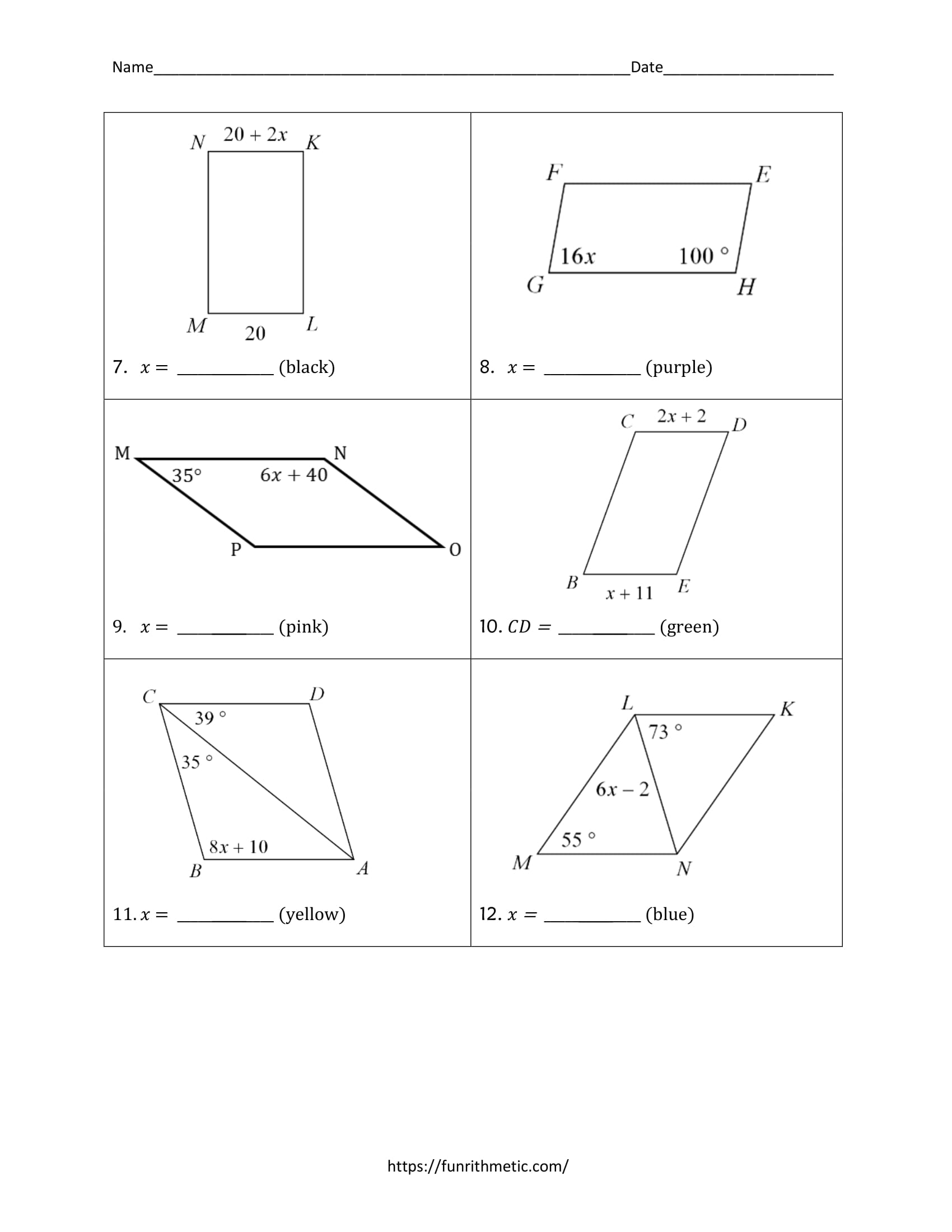 Student using a pencil to solve geometry problems on a worksheet