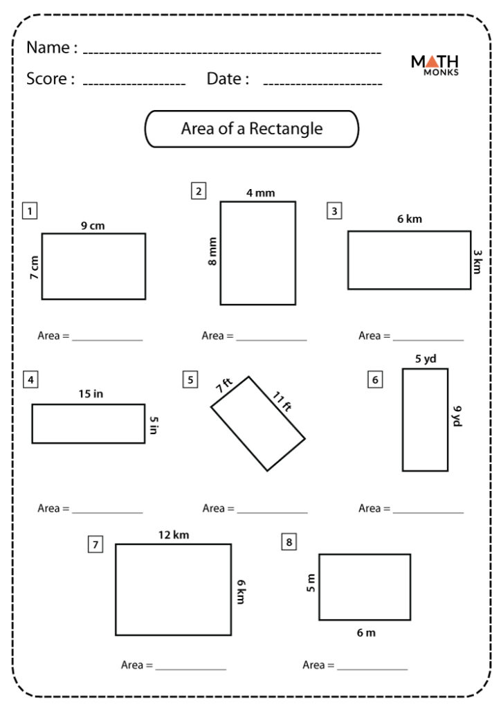Third grade student carefully counting square units on a math worksheet