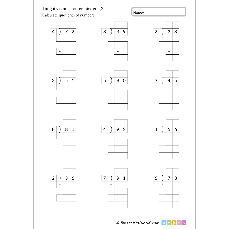 Close up of a child using colorful blocks to solve division