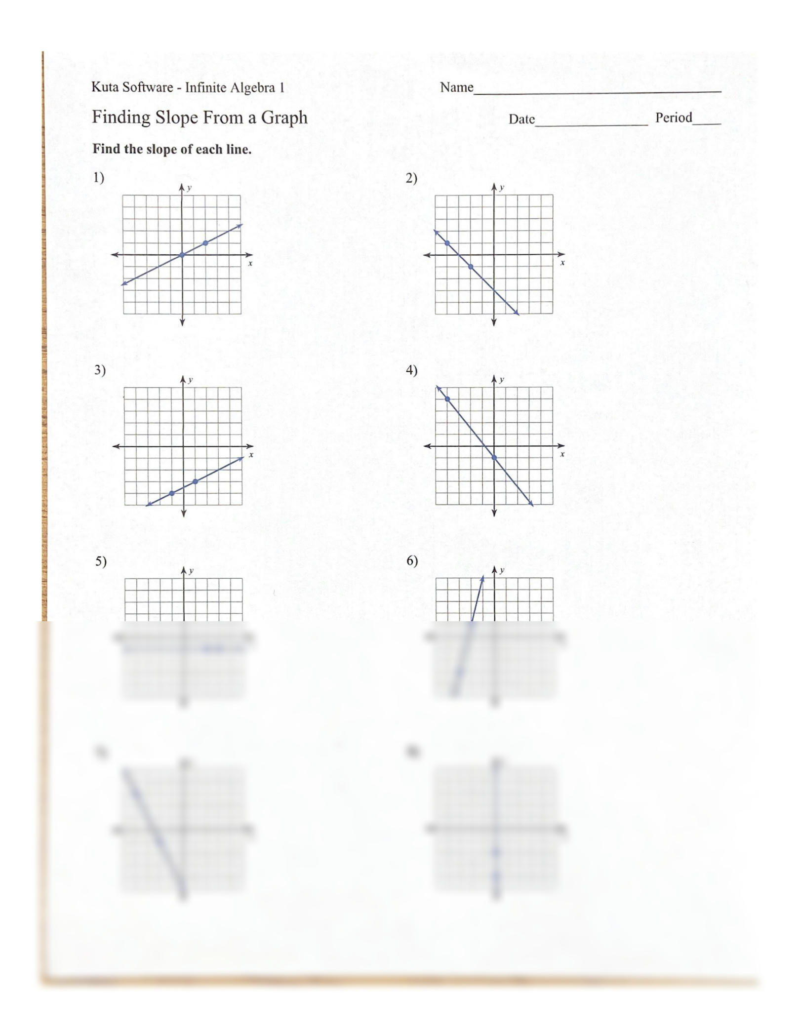 Close up of a student working on a graph paper worksheet