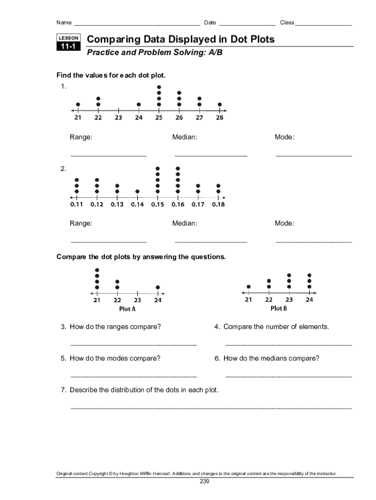 Teacher showing a student how to interpret a dot plot graph