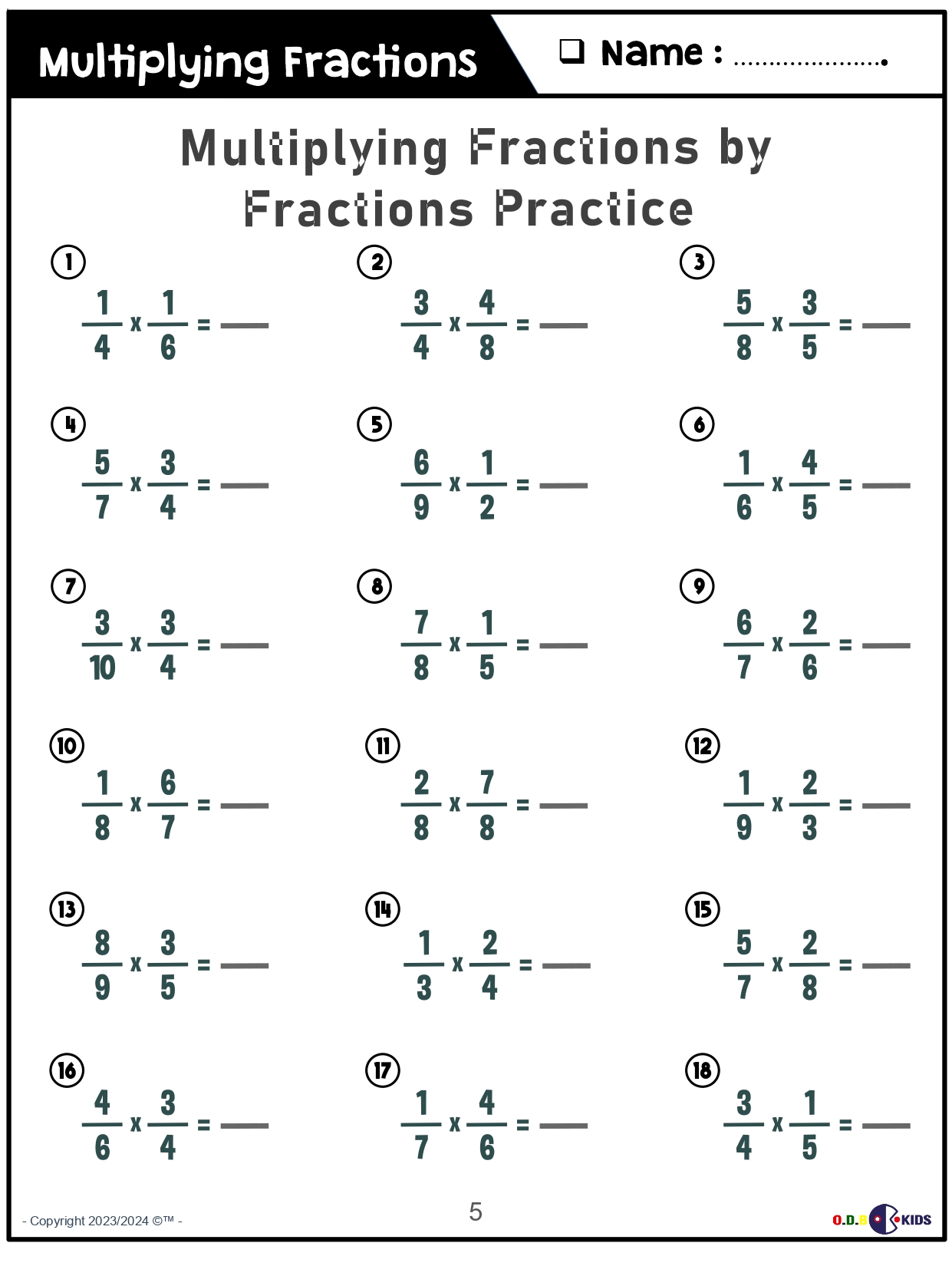 A student carefully completing math problems on a printable worksheet