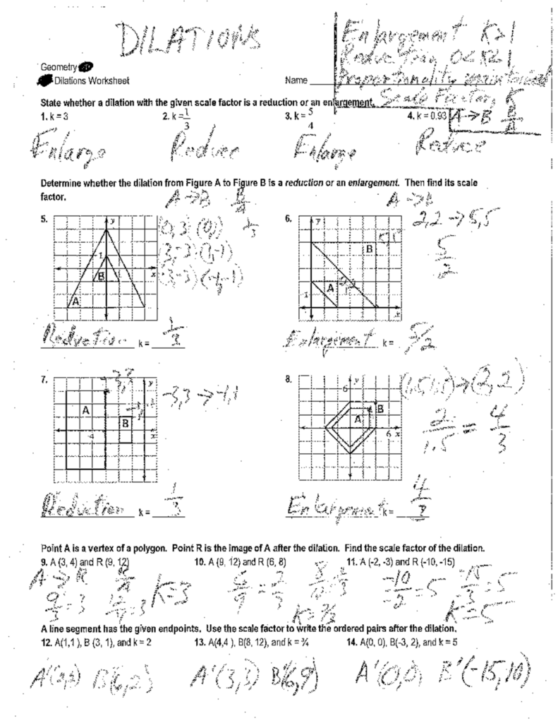 Student working on a geometry transformation problem on a coordinate plane