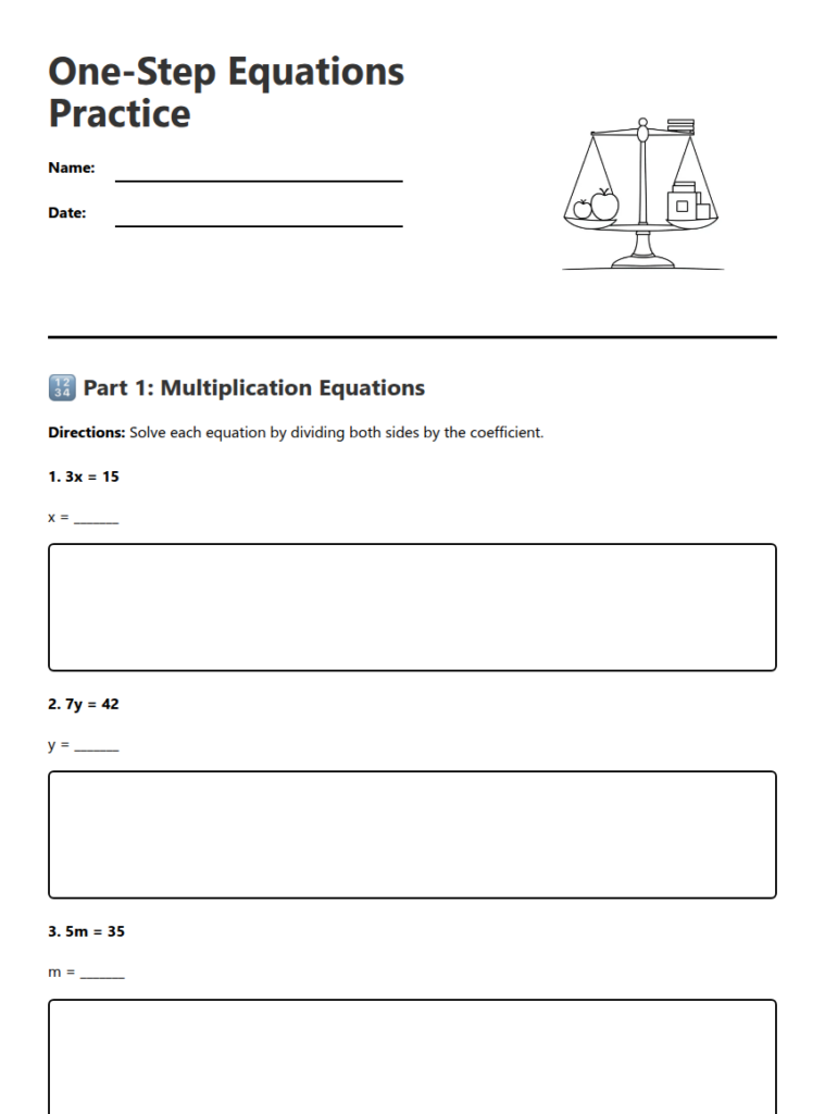 Close up of a hand writing algebraic solutions on a math worksheet